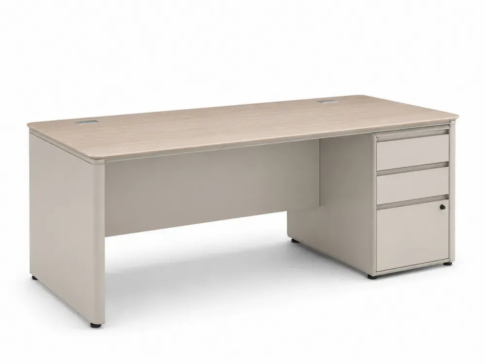 Schreibtisch mit Schubladen Metall MDF 160x80x75cm