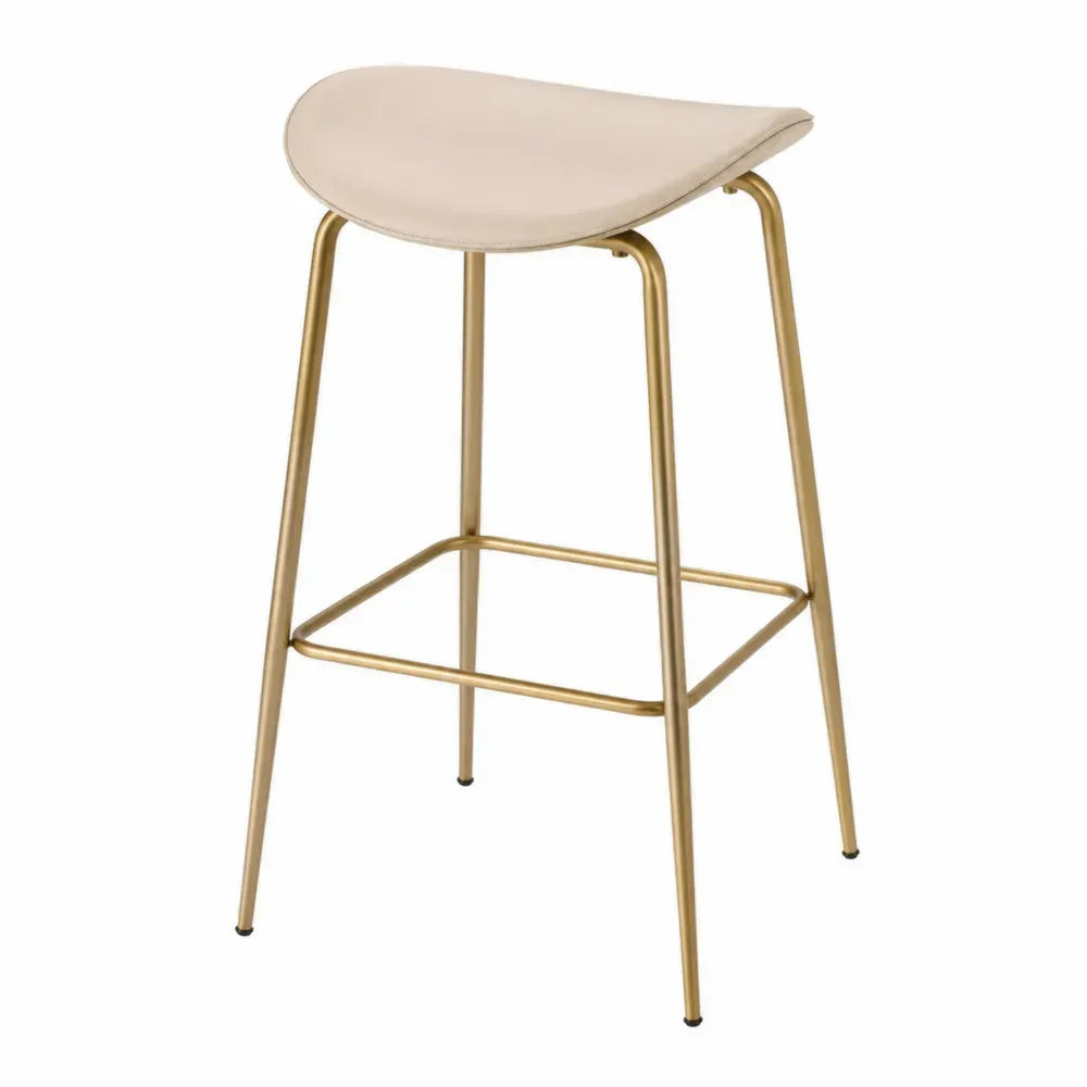 Barhocker Beige Mikrofaser Sitz Stahlgestell 75cm