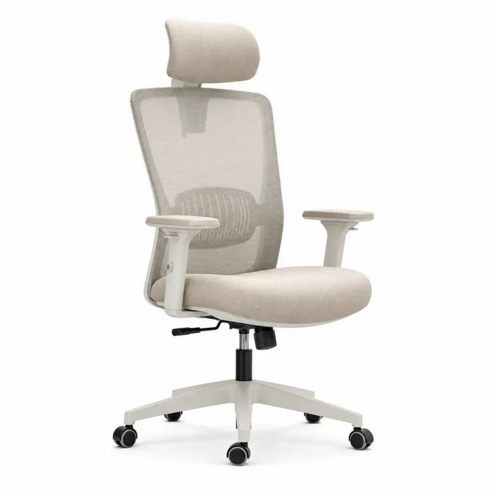 Ergonomischer Bürostuhl aus Netzstoff mit verstellbaren Funktionen, Beige