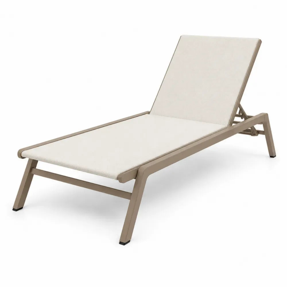 Aluminium Sonnenliege mit Textilene Beige 200x65x40cm