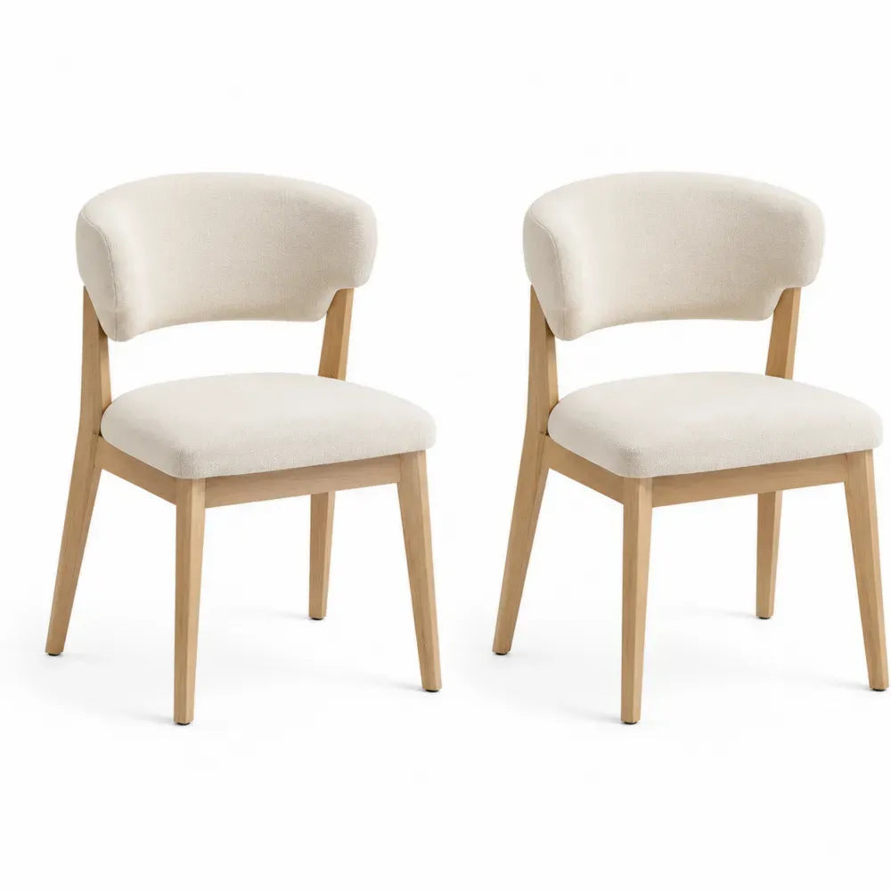 Esszimmerstuhl-Set aus Holz und Stoff, 50x55x80cm, Beige
