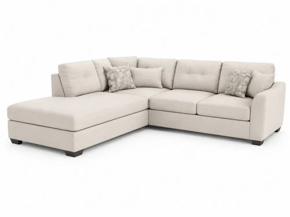 Modulares Ecksofa Stoff Beige mit Chaise Longue und Kissen