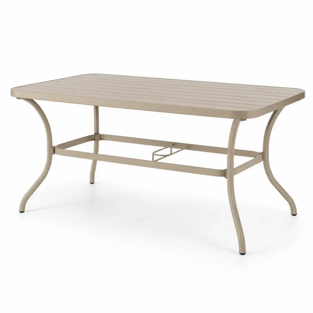 Rechteckiger Aluminium-Gartentisch Beige 150x90x75cm