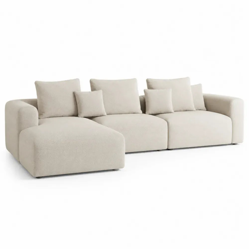Modulares Sofa aus Holz und Polyester Beige 300x160x80 cm