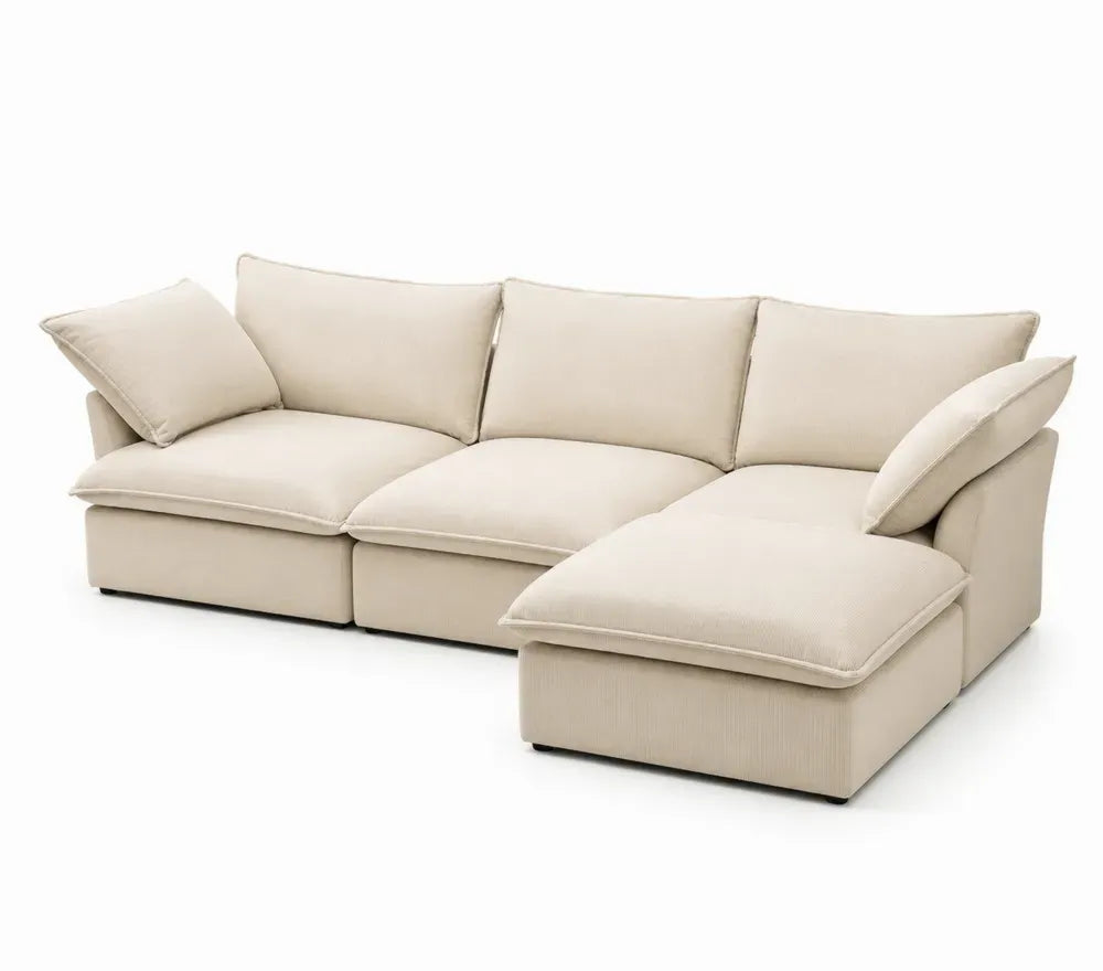 Modulares Ecksofa aus Stoff, beige