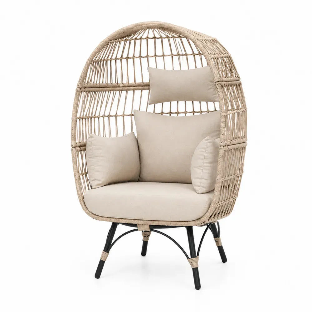 Gartenstuhl Pod Form Stahlrahmen Synthetisches Rattan Beige
