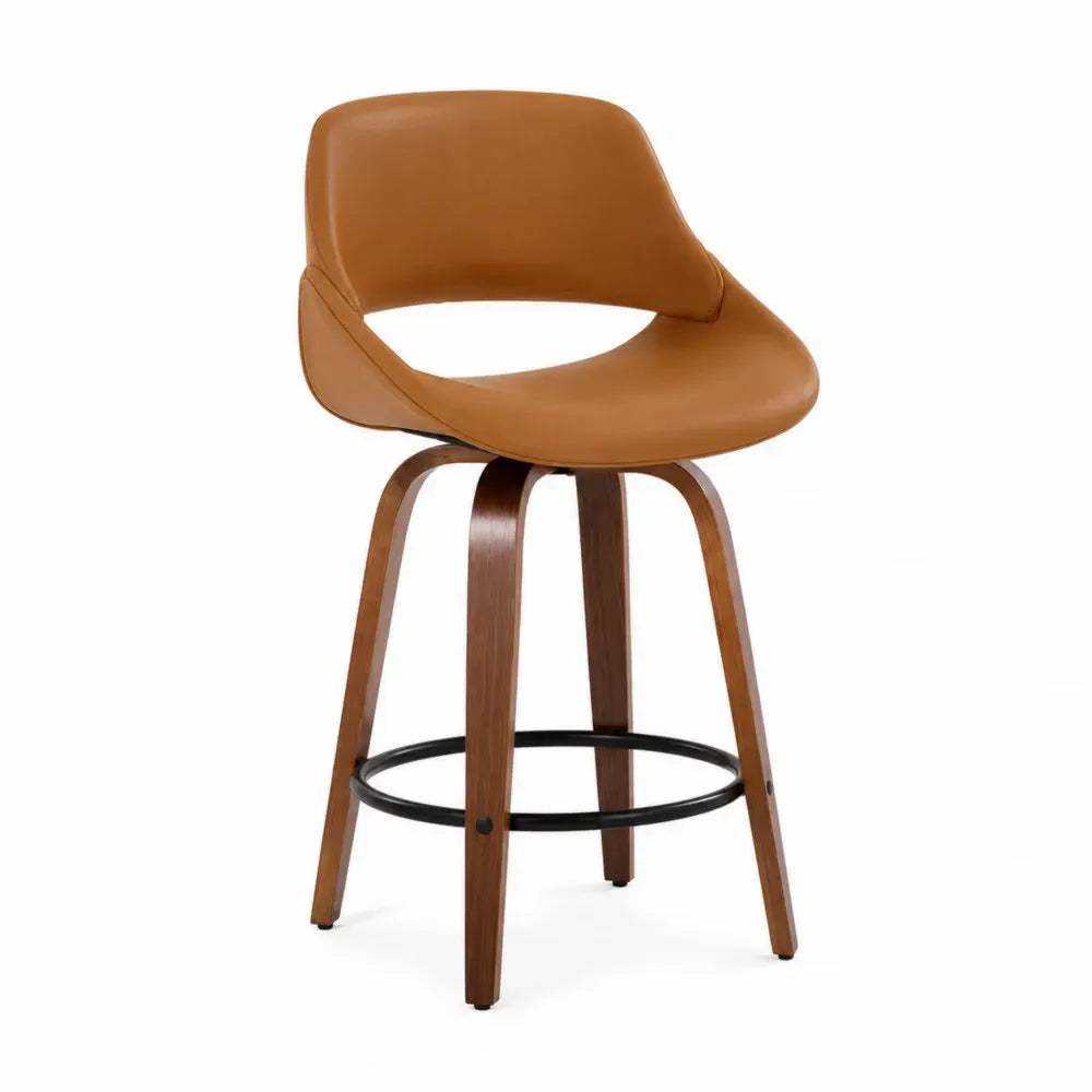 Drehbarer Barhocker Holz und Kunstleder Braun