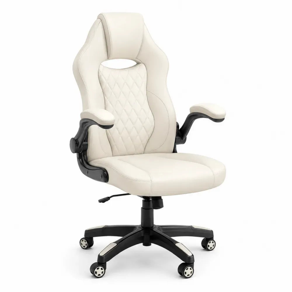 Ergonomischer Bürostuhl Drehstuhl Kunstleder Weiß
