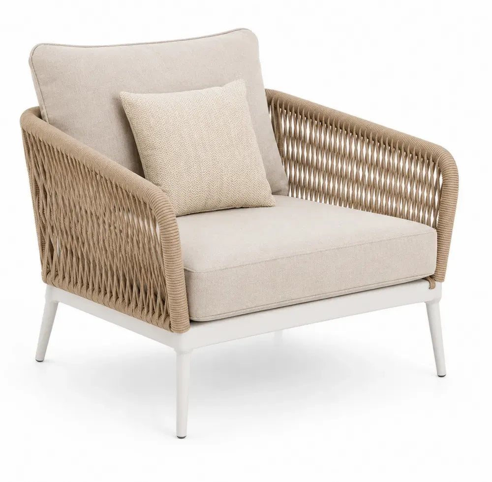 Outdoor Sessel Aluminium Polypropylen Seil Beige