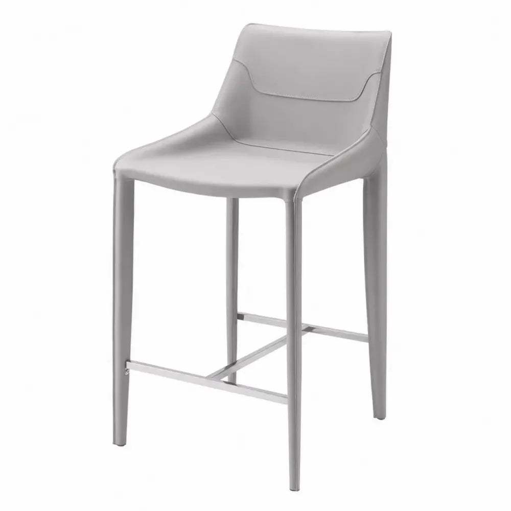 Barhocker aus Kunstleder und Stahl Grau