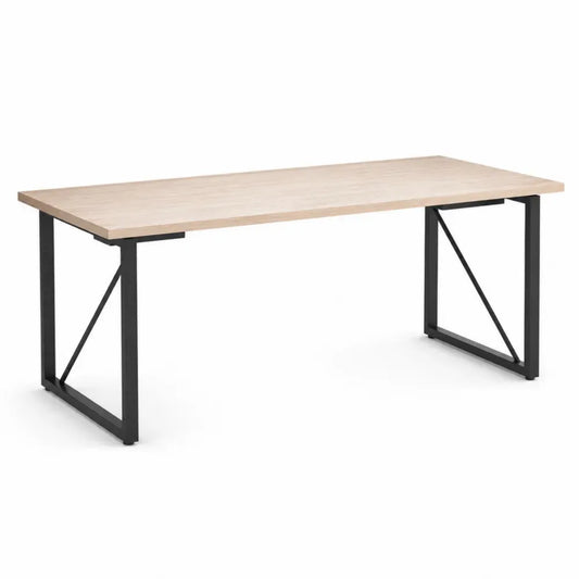Rechteckiger Tisch mit Holzfurnier und Metallrahmen 180x80x75 cm