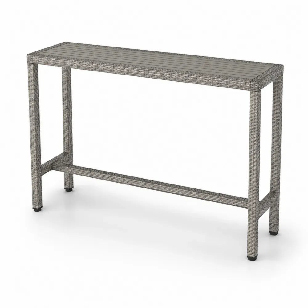 Outdoor Tisch Aluminium Polyethylen Rattan Grau 120x40x100 cm