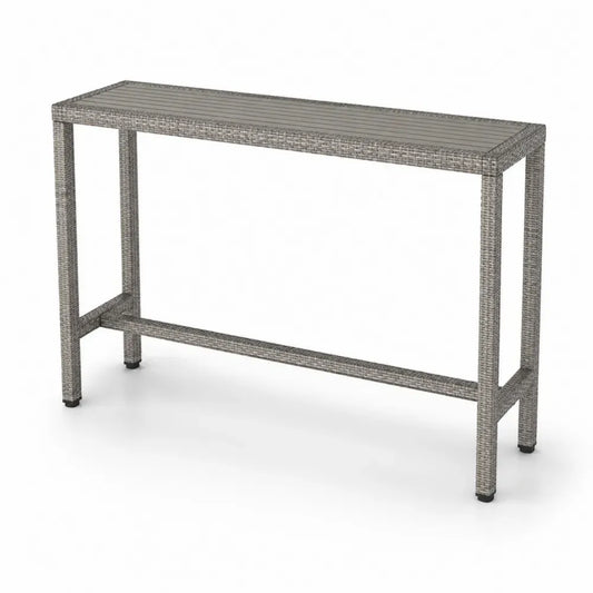 Outdoor Tisch Aluminium Polyethylen Rattan Grau 120x40x100 cm