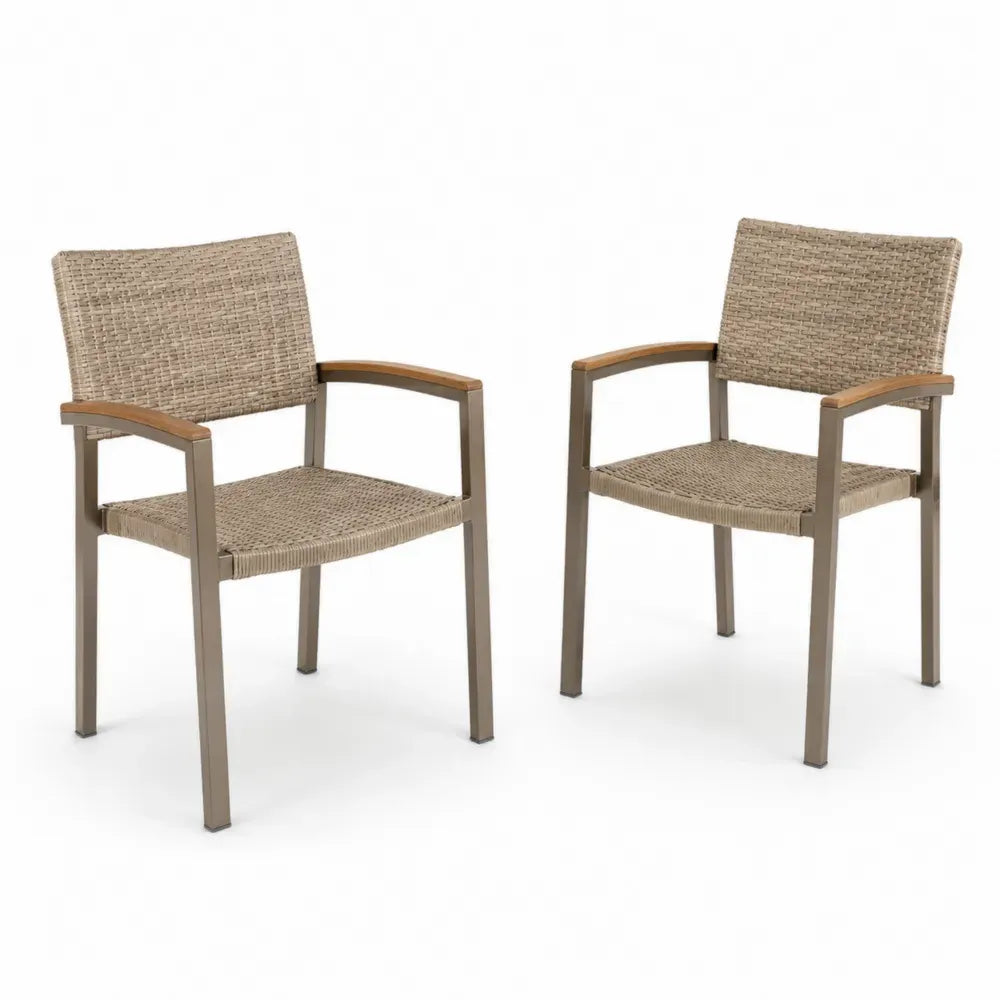 2er-Set Gartenstühle aus Aluminium und Polyrattan