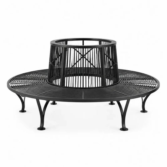 Runde Gartenbank Stahl Ø200 cm Schwarz