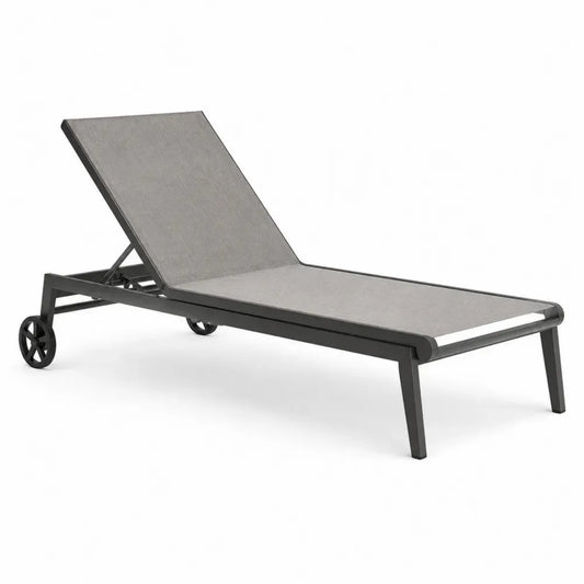 Gartenliege Aluminium Textilgewebe Grau mit Rollen