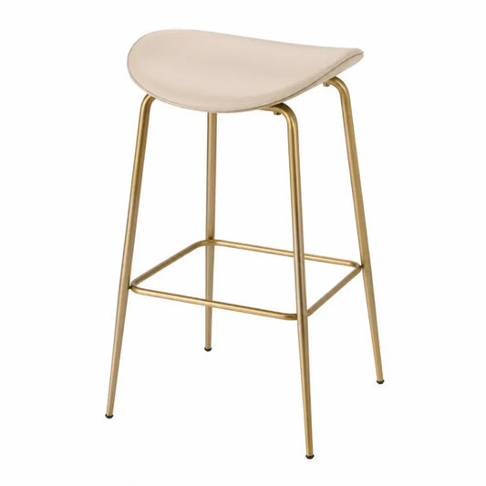 Barhocker Beige Mikrofaser Sitz Stahlgestell 75cm