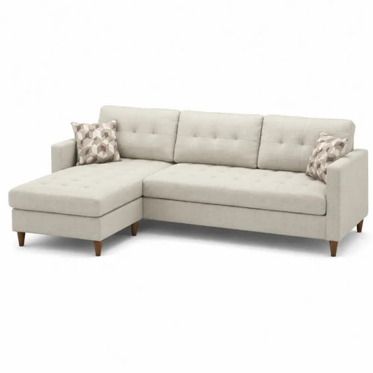 Ecksofa Beige Stoff mit Kissen 260 cm