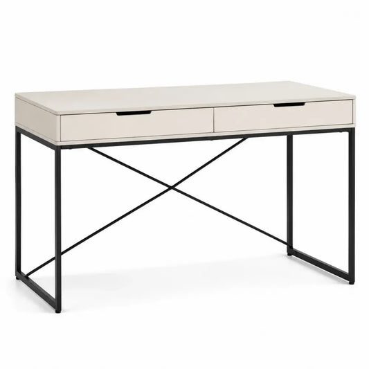 Schreibtisch mit 2 Schubladen Beige MDF Metall 120x60x75 cm