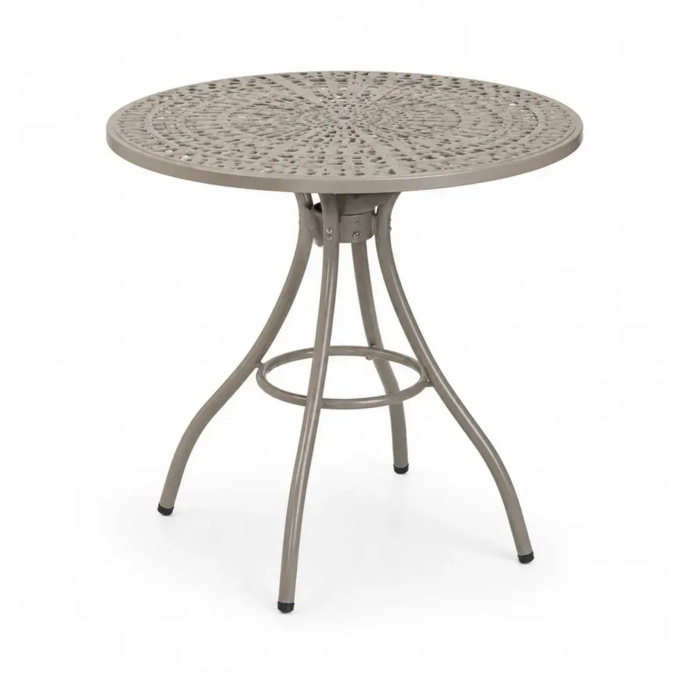 Runder Gartentisch aus pulverbeschichtetem Aluminium Ø60 cm Beige