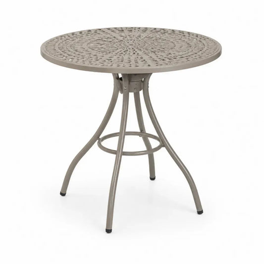 Runder Gartentisch aus pulverbeschichtetem Aluminium Ø60 cm Beige