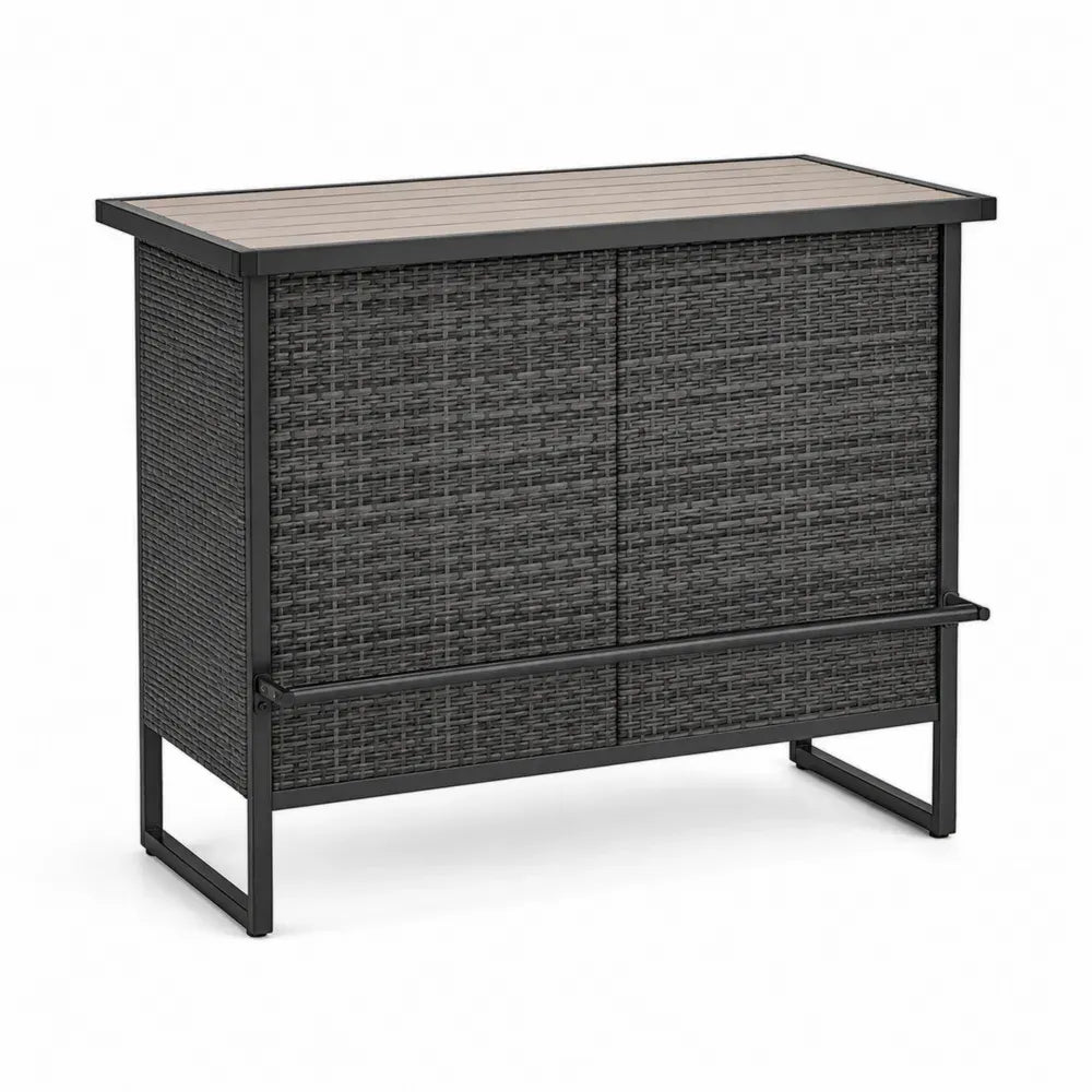 Gartenbar Polyethylen Rattan Schwarz 120cm