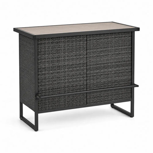 Gartenbar Polyethylen Rattan Schwarz 120cm