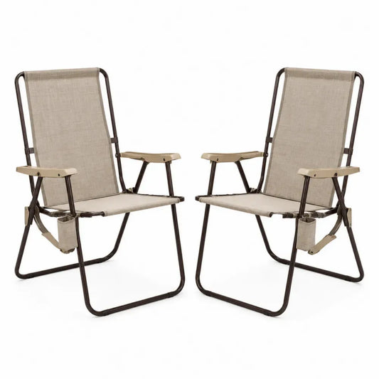 Set aus zwei klappbaren Gartenstühlen Stahl Textilene Beige