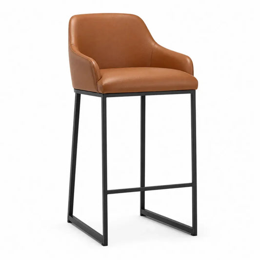 Barhocker mit Armlehnen Leder Metallrahmen 100cm