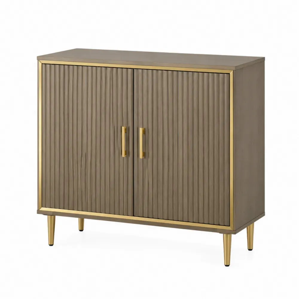 Aufbewahrungsschrank Holz Eiche Aluminium Braun Gold 80x40x100cm