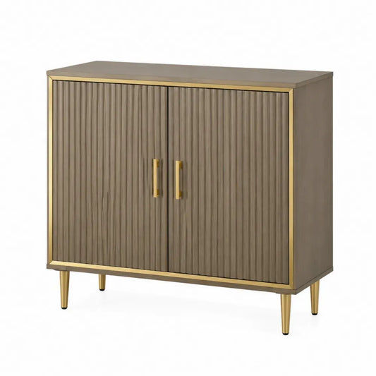 Aufbewahrungsschrank Holz Eiche Aluminium Braun Gold 80x40x100cm