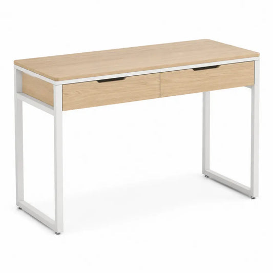 Schreibtisch aus Holzfurnier mit Metallrahmen und 2 Schubladen 120x55x75cm