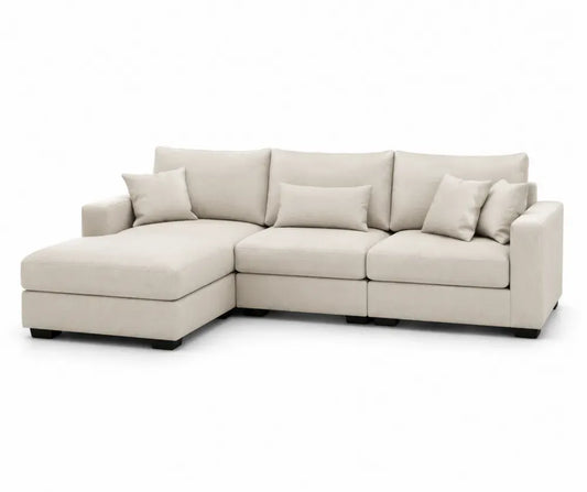 Modulares Ecksofa Beige Polyester mit Kissen