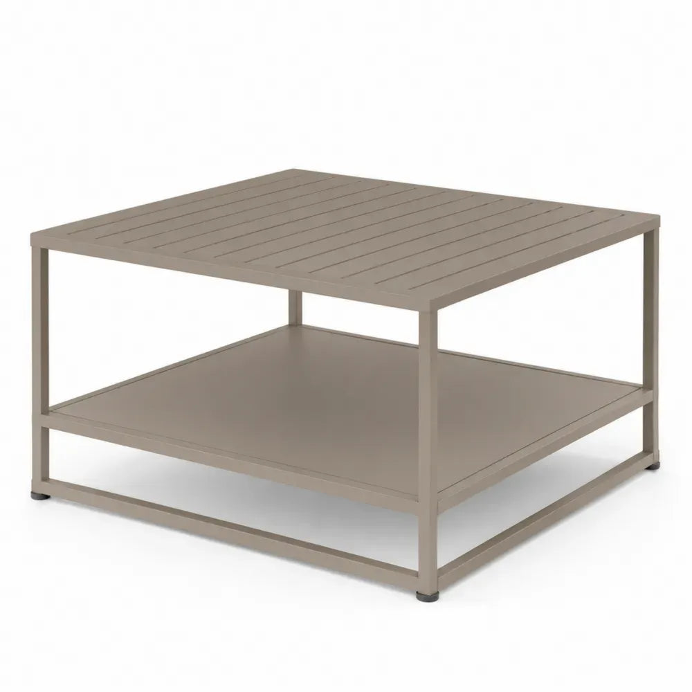 Aluminium Gartentisch Quadratisch 90x90x40cm Taupe