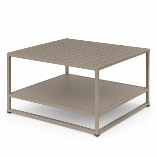 Aluminium Gartentisch Quadratisch 90x90x40cm Taupe