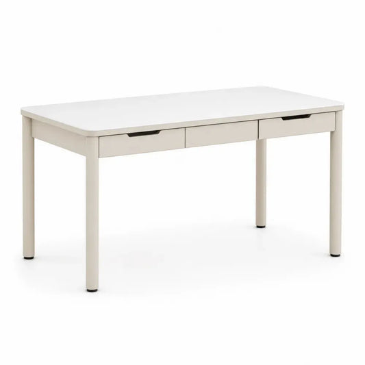 Schreibtisch aus Holz und MDF mit Schubladen, Weiß