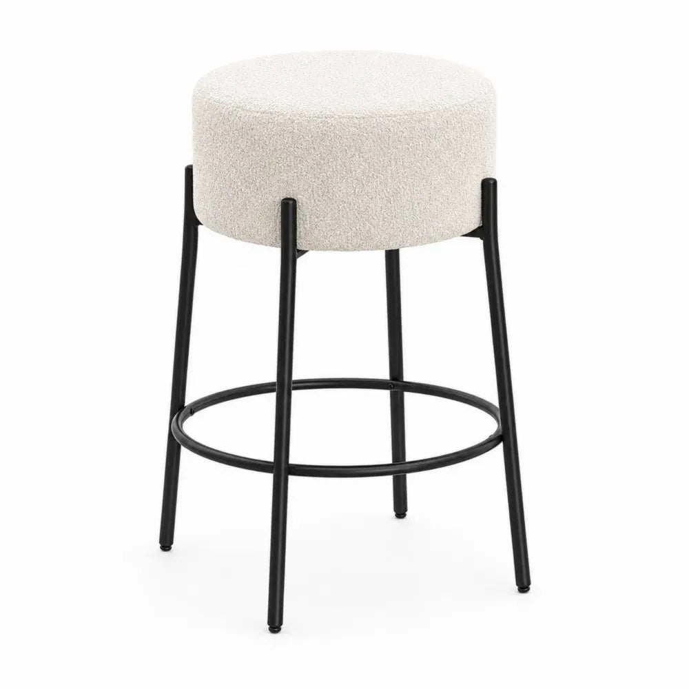 Barhocker aus Bouclé-Stoff und Metall Ø35cm