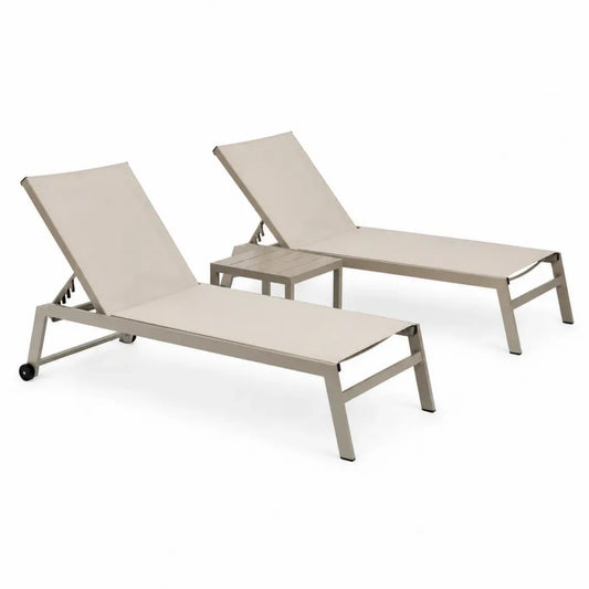 Sonnenliege Set Aluminium Textilene Beige