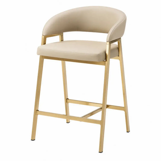 Barhocker Edelstahlrahmen Beige Kunststoffleder