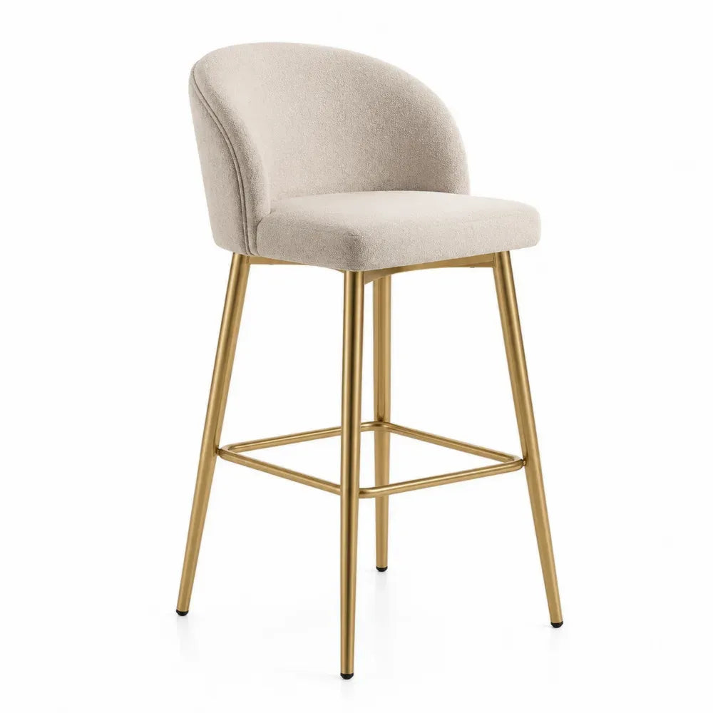 Barhocker Polyester Beige Metall Gold