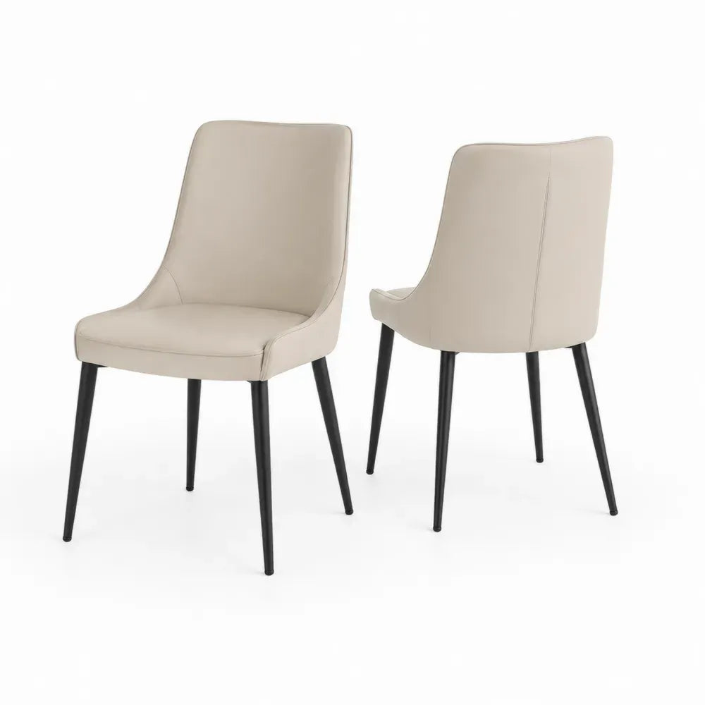 Esszimmerstühle aus Kunstleder mit Metallbeinen, 2er-Set, Beige