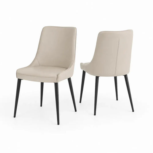 Esszimmerstühle aus Kunstleder mit Metallbeinen, 2er-Set, Beige