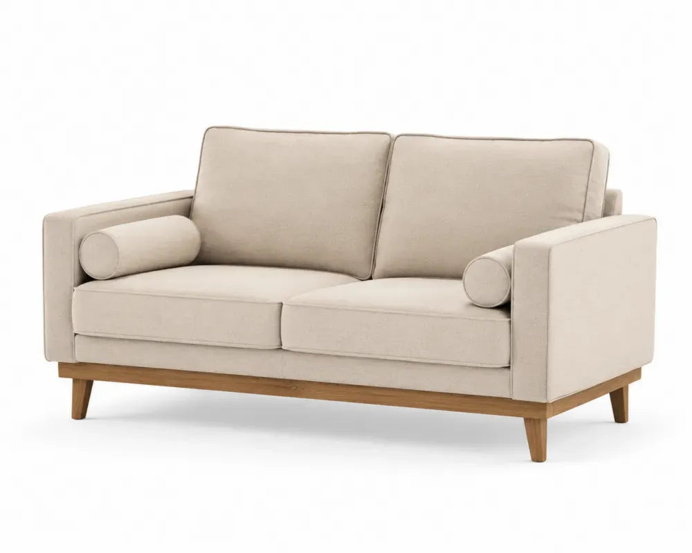 Zweisitzer-Sofa Beige Massivholz Baumwollmischung
