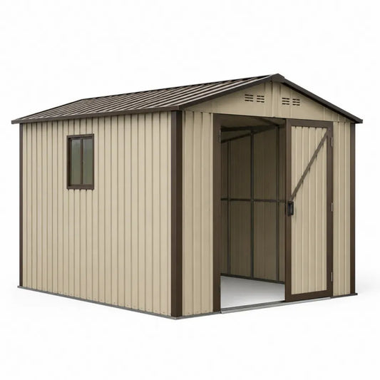 Metall-Gartenschuppen Stahl Beige/Braun 260cm x 310cm x 210cm