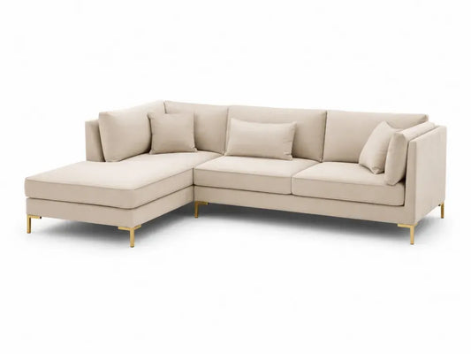 Ecksofa Beige 280 cm Polyester Metall