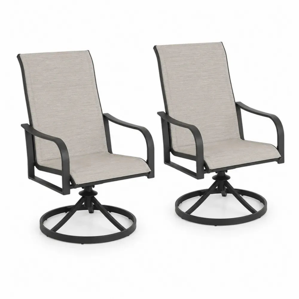 2er Set drehbare Aluminium-Gartenstühle mit Textilene, Beige