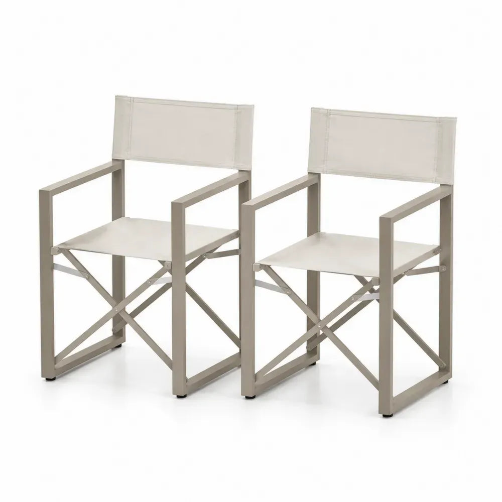 2er-Set Klappbare Aluminium-Gartenstühle mit Textilenbezug, Beige