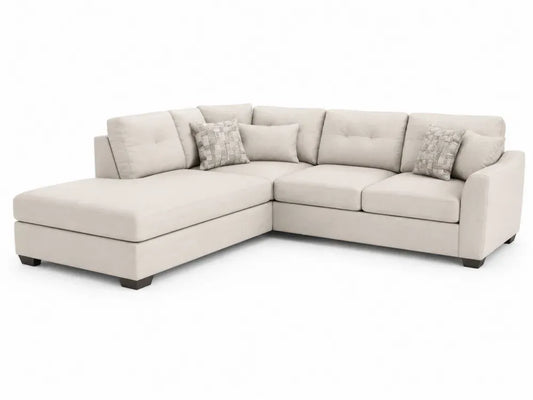 Modulares Ecksofa Stoff Beige mit Chaise Longue und Kissen