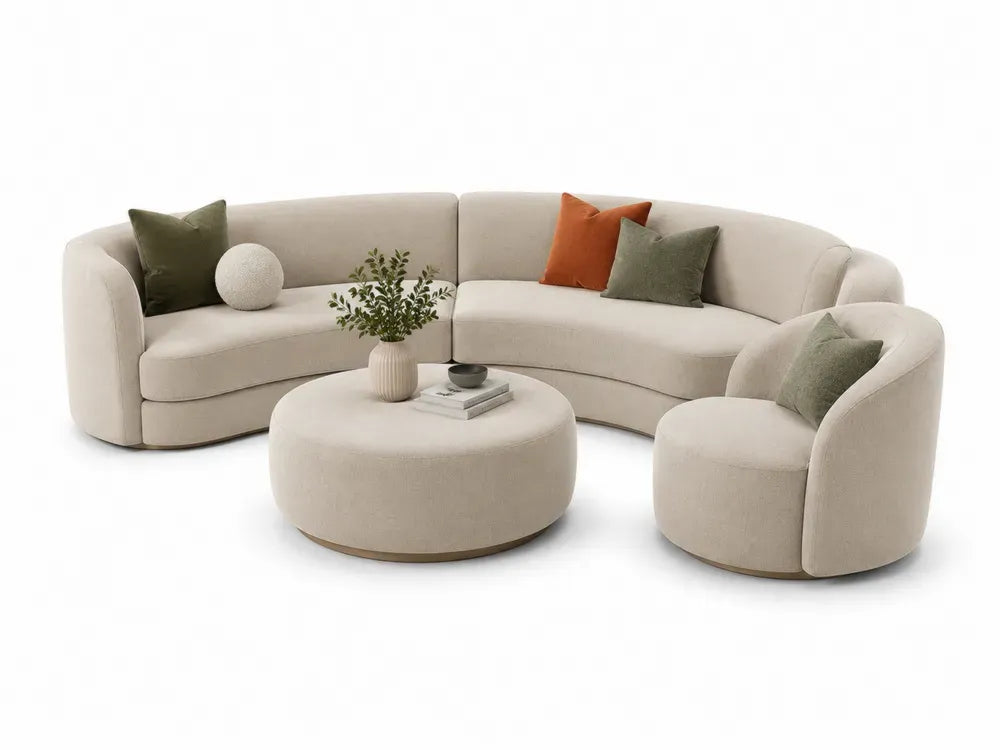 Modulares Rundsofa Set aus Stoff in Beige