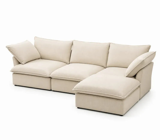 Modulares Ecksofa aus Stoff, beige